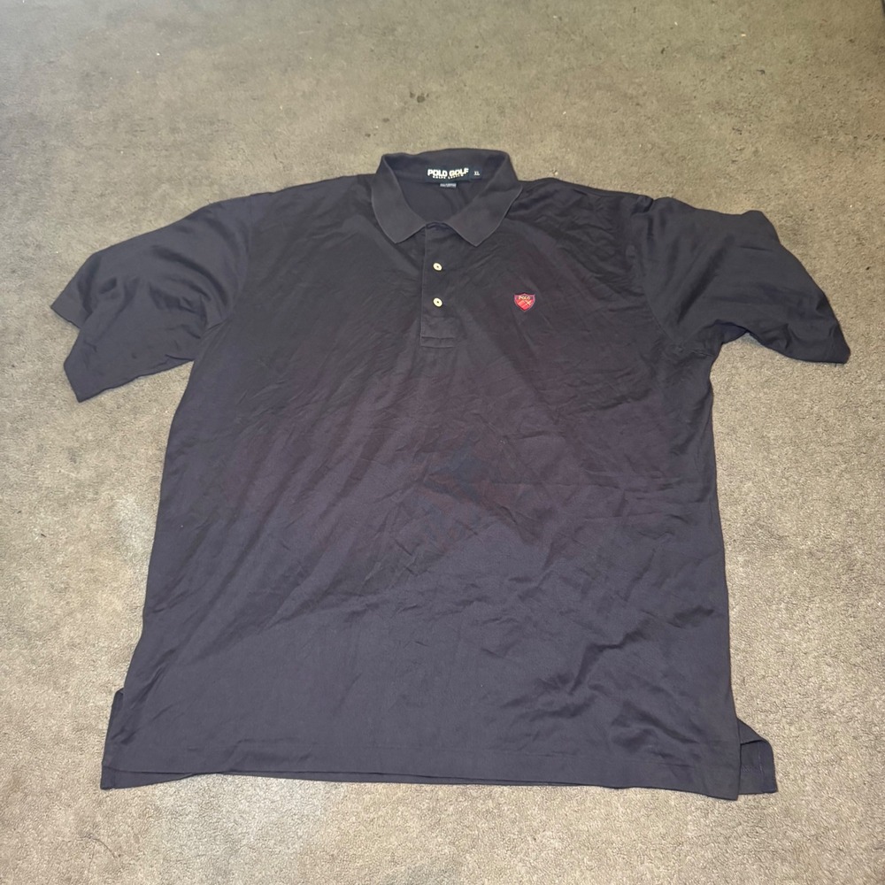 Polo Golf Ralph Lauren Mens XL Navy Cotton Crest Logo Short Sleeve Polo Shirt